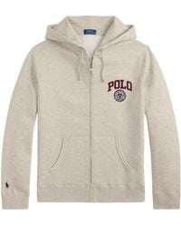 Polo Ralph Lauren - Logo Embroidered Zip-Up Drawstring Hoodie - Lyst