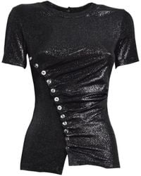Rabanne - Rabanne Draped Button Jersey Top - Lyst