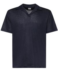 Eleventy - Open Collar Linen Polo Shirt - Lyst