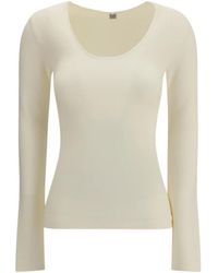 TOTEME - Totême Long-Sleeve Scoop Neck Jumper - Lyst