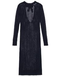 Ganni - Cut-Out Detailed Open Knitted Midi Dress - Lyst