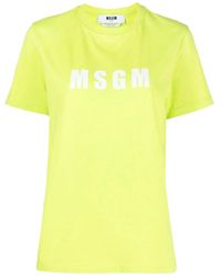 MSGM - Logo Print Pattern Short-Sleeved T-Shirt - Lyst