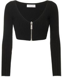 Michael Kors - Wool Ribbed Knit Crop Top W/Zip - Lyst