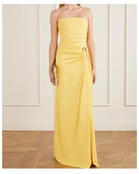 Jonathan Simkhai Savia Strapless Bead & Sequin Column Gown in Yellow | Lyst