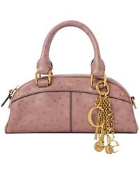 Chloé - Chloé Logo Plaque Zip-Up Small Bowling Bag - Lyst