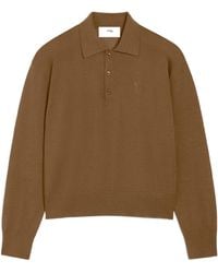 Ami Paris - Logo Embroidered Long-Sleeved Polo Shirt - Lyst
