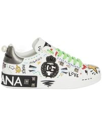 Dolce & Gabbana - Graffiti-Printed Lace-Up Sneakers - Lyst