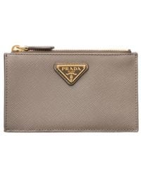 Prada - Triangle-Logo Zip Card Holder - Lyst