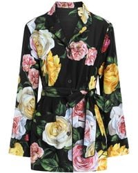 Dolce & Gabbana - Floral Printed Tied Waist Shirt - Lyst