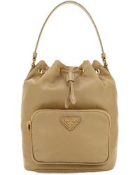 Prada - Re-Nylon Triangle-Logo Drawstring Bucket Bag - Lyst