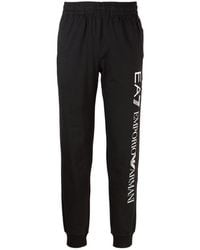 EA7 - Logo-Print Cotton Track Pants - Lyst