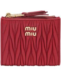 Miu Miu - Logo Plaque Zipped Wallet - Lyst
