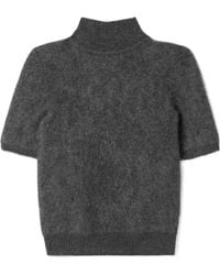 Adam Lippes - Fuzzy Short-Sleeve Knit Top - Lyst