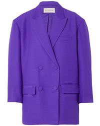 Valentino - Crepe Couture Double-Breasted Blazer - Lyst