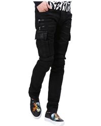 Balmain - Denim Cargo Biker Pants - Lyst