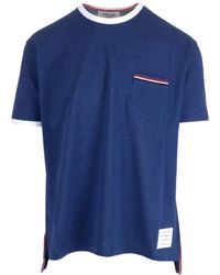 Thom Browne - Stripe-Trim Crewneck T-Shirt - Lyst
