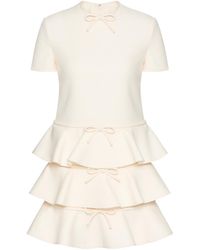 Valentino - Bow Detailed Ruffled Mini Dress - Lyst