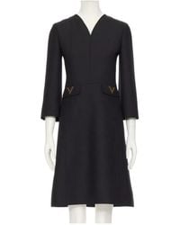 Valentino - Logo Plaque Long-Sleeved Dress - Lyst