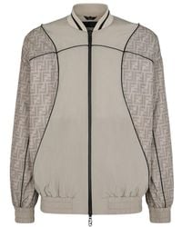 Fendi - Logo Printed Zip-Up Jacket - Lyst
