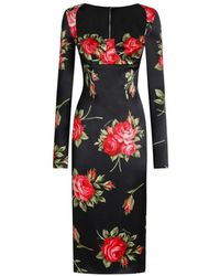Dolce & Gabbana - Rose Bouquet-Print Sheath Dress - Lyst