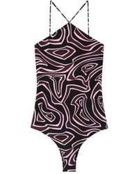 PUCCI - Iride-Print Halterneck Swimsuit - Lyst