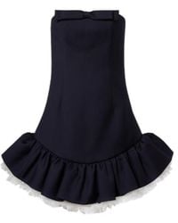 ShuShu/Tong - Bow-Detail Ruffled Wool Minidress - Lyst