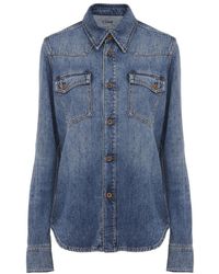Chloé - Long-Sleeved Denim Shirt - Lyst