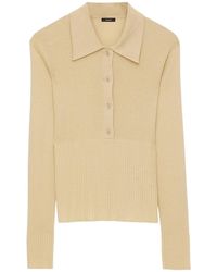 JOSEPH - Ribbed Long Sleeved Polo Top - Lyst