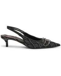 DIESEL - D-Venus Sb Logo Embellished Slingback Denim Pumps - Lyst