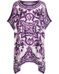 Dolce & Gabbana - Graphic Printed Flared Hem Mini Dress - Lyst