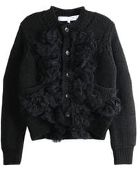 Comme des Garçons - Ruffle-Trimmed Chunky-Knit Cardigan - Lyst