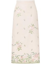 Erdem - Floral Embroidered Midi Skirt - Lyst
