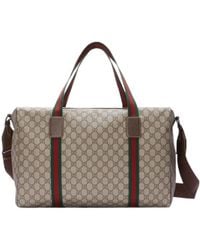 Gucci - Medium Duffle Bag With Web, Gg Canvas - Lyst