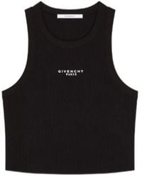 Givenchy - Paris Logo Printed Cropped Tank Top - Lyst