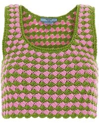 Prada - Tow-Tone Crochet Crop Top - Lyst