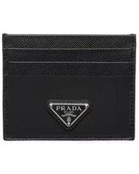 Prada - Logo Plaque Slit Detailed Card Holder - Lyst