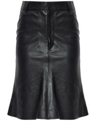 Balenciaga - Midi Leather Skirt - Lyst