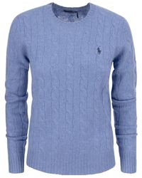 Polo Ralph Lauren - Logo-Embroidered Cable-Knit Jumper - Lyst