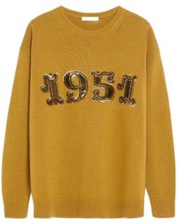 Max Mara - Plata Logo Embellished Crewneck Jumper - Lyst