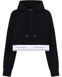 DSquared² - Logo-Tape Elastic Onion Cropped Hoodie - Lyst