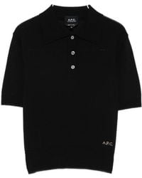 A.P.C. - Short Sleeve Knit Polo Top - Lyst