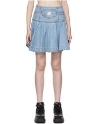 we11done - Logo Plaque Denim Mini Skirt - Lyst