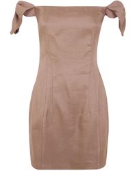Elisabetta Franchi - Off Shoulder Pleated Mini Dress - Lyst