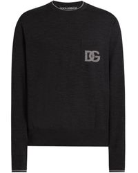 Dolce & Gabbana - Logo Intarsia Crewneck Knitted Jumper - Lyst
