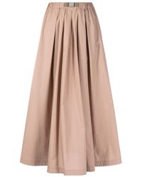 Brunello Cucinelli - A-Line Belted Midi Skirt - Lyst