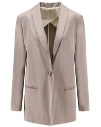 Alysi - Single-Breasted Shawl-Lapel Blazer - Lyst