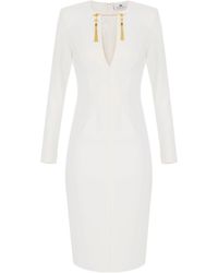 Elisabetta Franchi - Chain Embellished Midi Dress - Lyst
