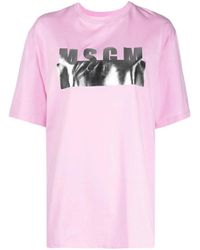 MSGM - Logo Detail T-Shirt - Lyst