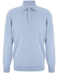 Brunello Cucinelli - Long-Sleeved Knitted Polo Shirt - Lyst