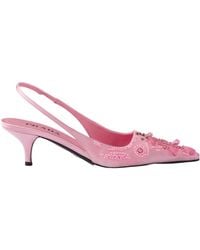 Prada - Embroidered Satin Slingback Pumps - Lyst